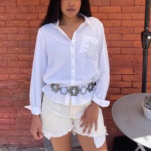 Retro preppy white relaxed button down shirt / fits women’s s/m best